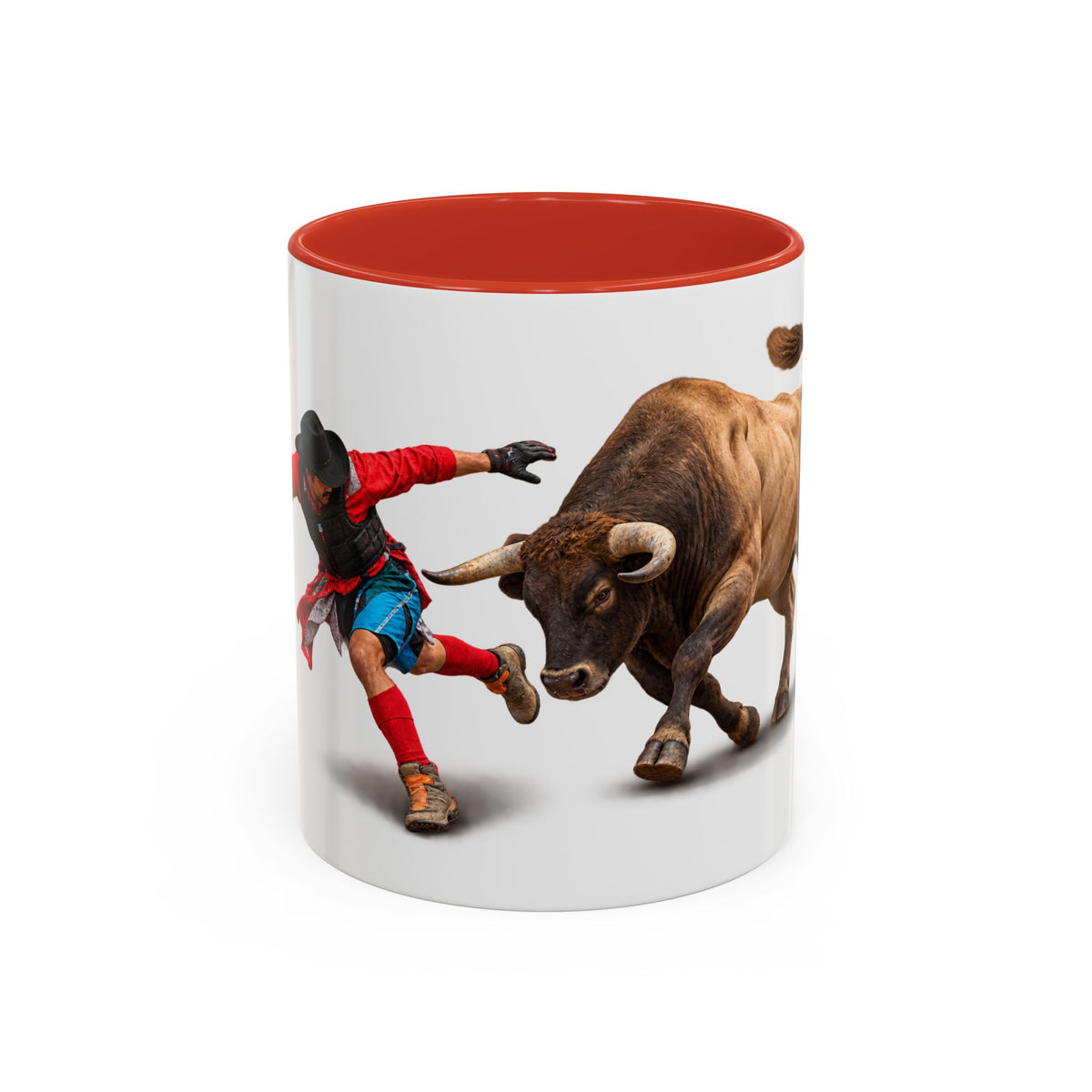 Accent Coffee Mug (11, 15oz) - Rodeo - Bull and Clown - 3D