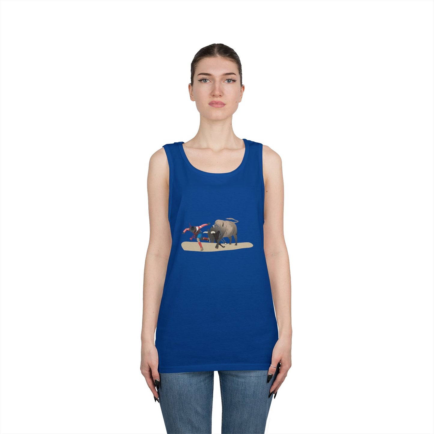 Unisex Heavy Cotton Tank Top - Rodeo - Bull and Clown