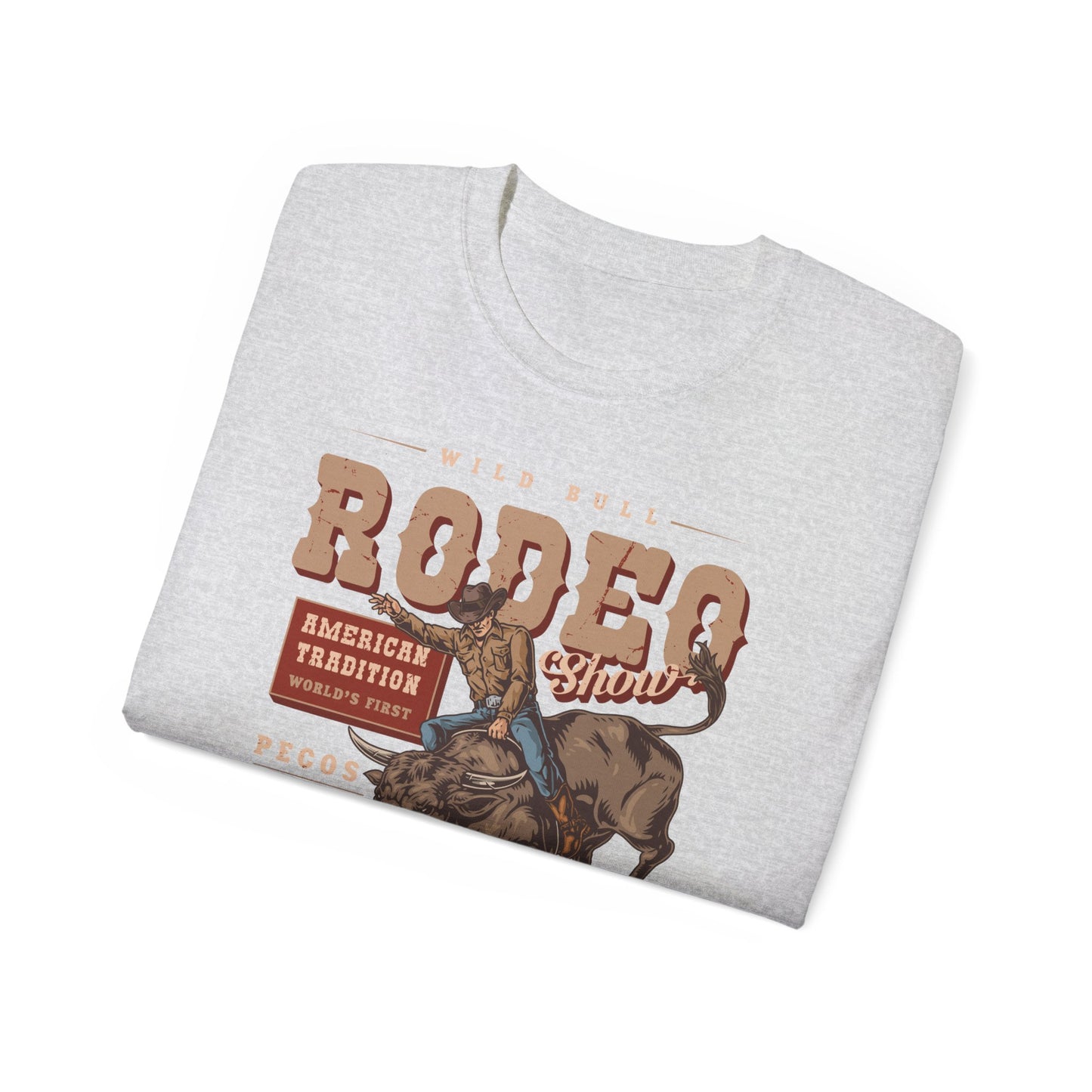 Western Rodeo Cowboy Tee - Fun Casual Shirt for Rodeo Fans, Gift for Country Lovers, Festival Outfit, Everyday Wear, Rodeo Apparel - American Tradition Wild Bull Rodeo Show - Wild West Cowboy, Texas