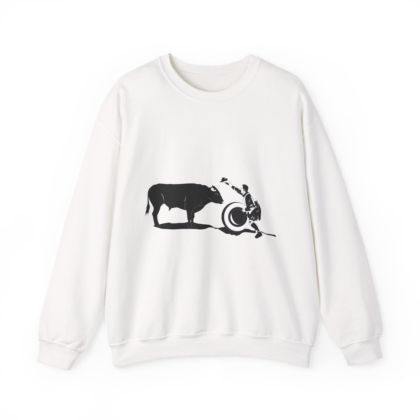 Crewneck Sweatshirt - Clown and Bull - BW