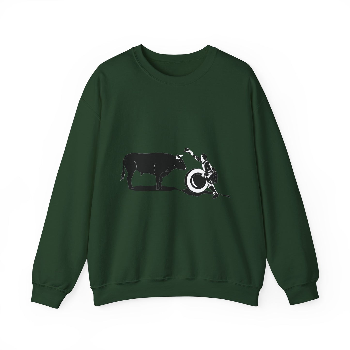 Crewneck Sweatshirt - Clown and Bull - BW