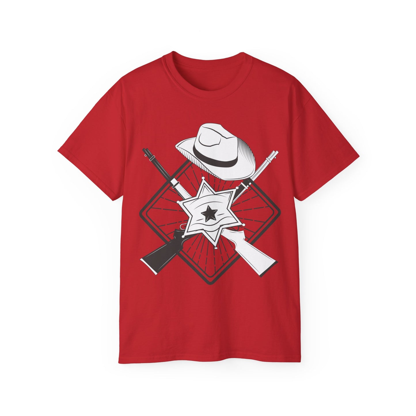 Unisex Ultra Cotton Tee - Vintage Cowboy w Rifles and Hat
