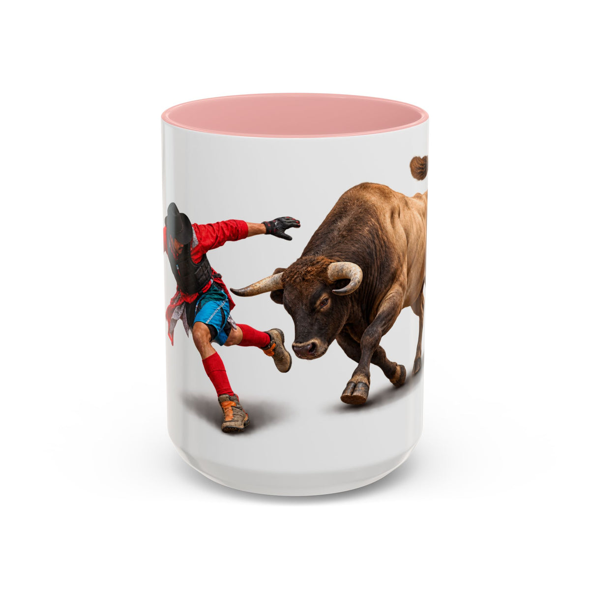 Accent Coffee Mug (11, 15oz) - Rodeo - Bull and Clown - 3D