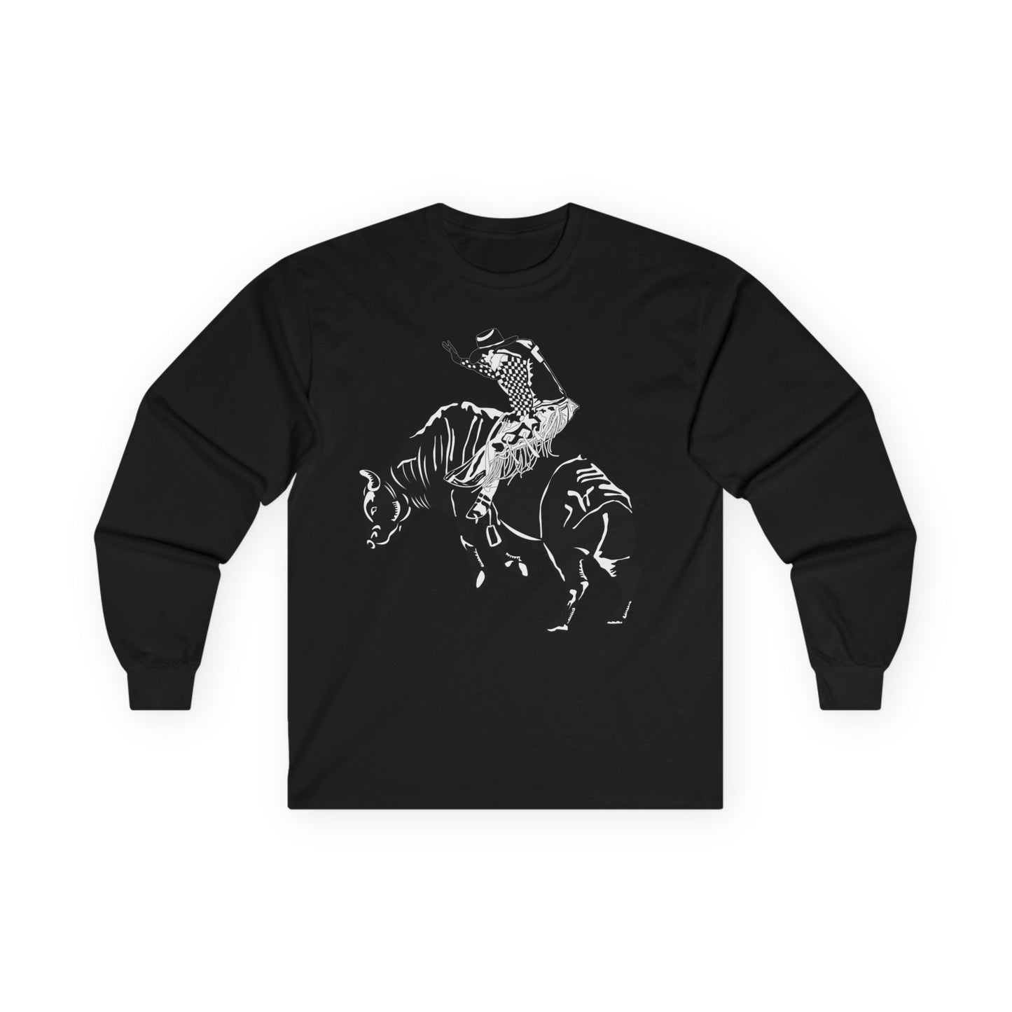 Unisex Ultra Cotton Long Sleeve Tee - Cowboy - Bull Rider - BW