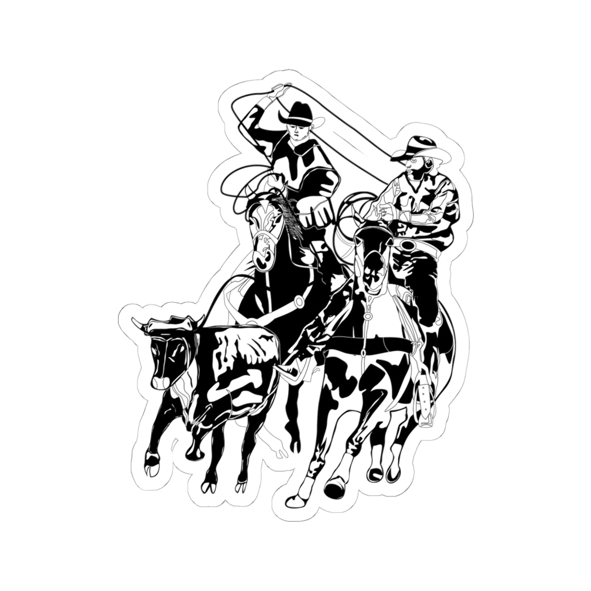 Kiss-Cut Stickers - California Rodeo - Salinas Team Roping - BW