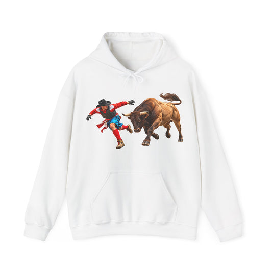 Hoodie — Cowboys - Bull Chasing Clown - without Text - 3D Transparent