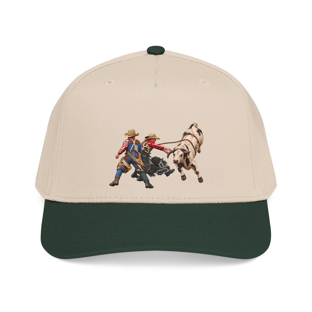 Mid Profile Baseball Cap — Cowboys - Clowns and Bull - without Text - 3D Transparent