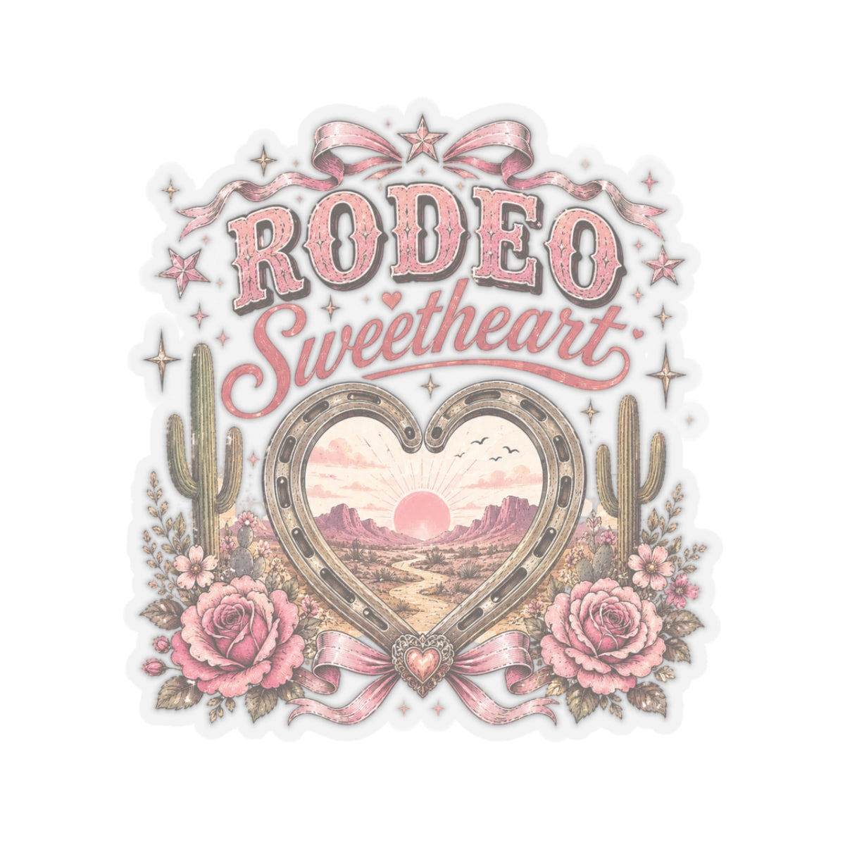 Kiss-Cut Sticker — Rodeo sweetheart with floral details