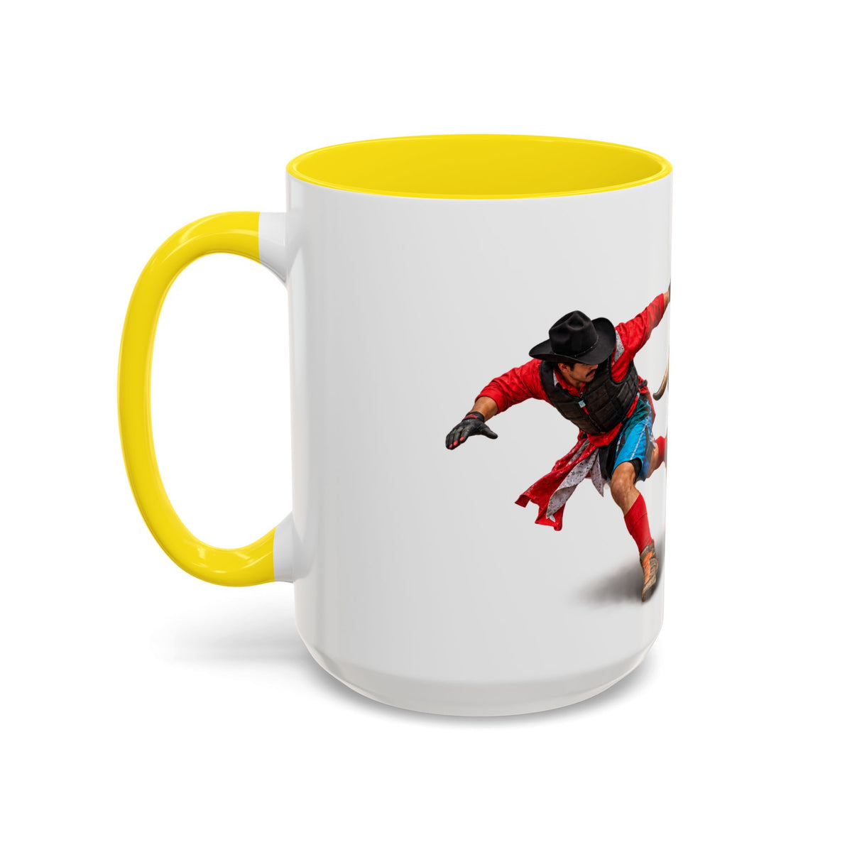 Accent Coffee Mug (11, 15oz) - Rodeo - Bull and Clown - 3D