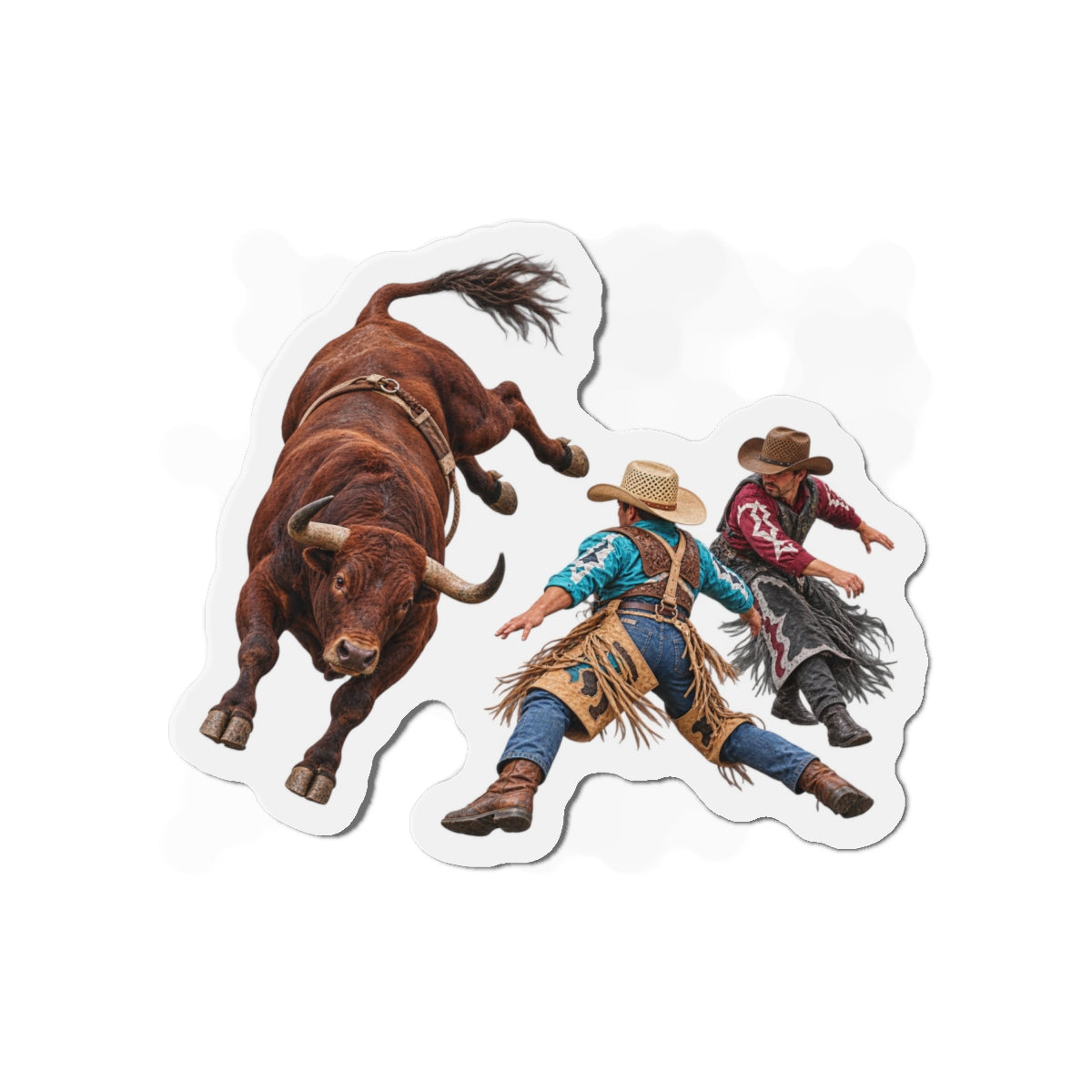 Die-Cut Magnets — Cowboys - Clowns and Brown Bull - without Text - 3D Transparent
