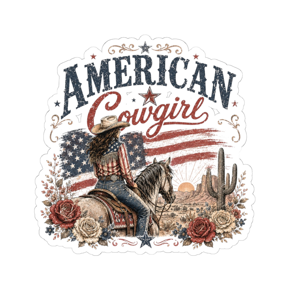 Kiss-Cut Sticker — American cowgirl