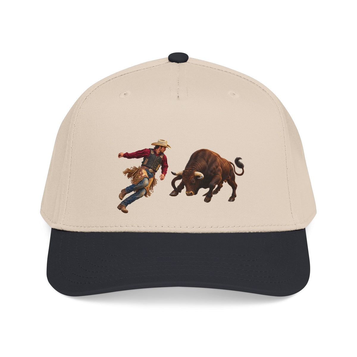 Mid Profile Baseball Cap — Cowboys - Cowboy and Bull - Color - 3D Transparent
