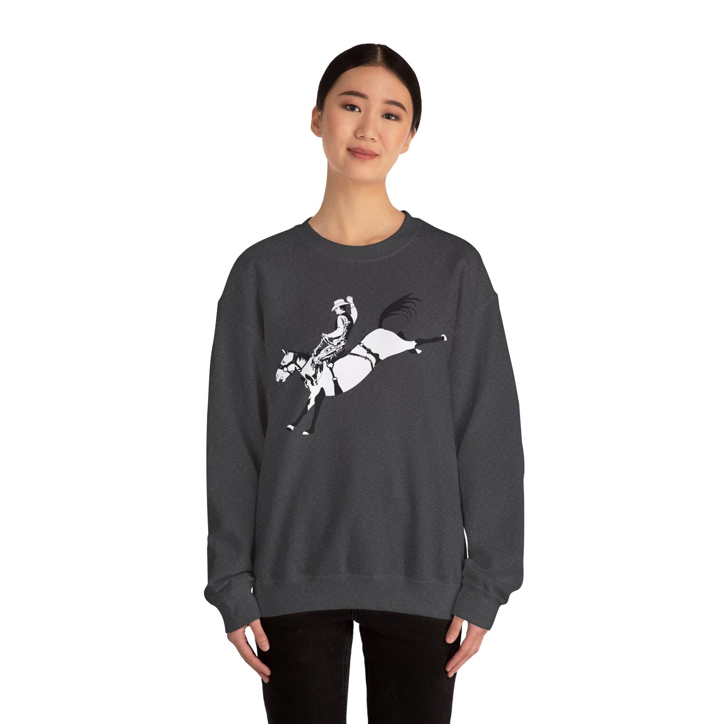 Crewneck Sweatshirt - Cowboy - Bronco Buster - BW