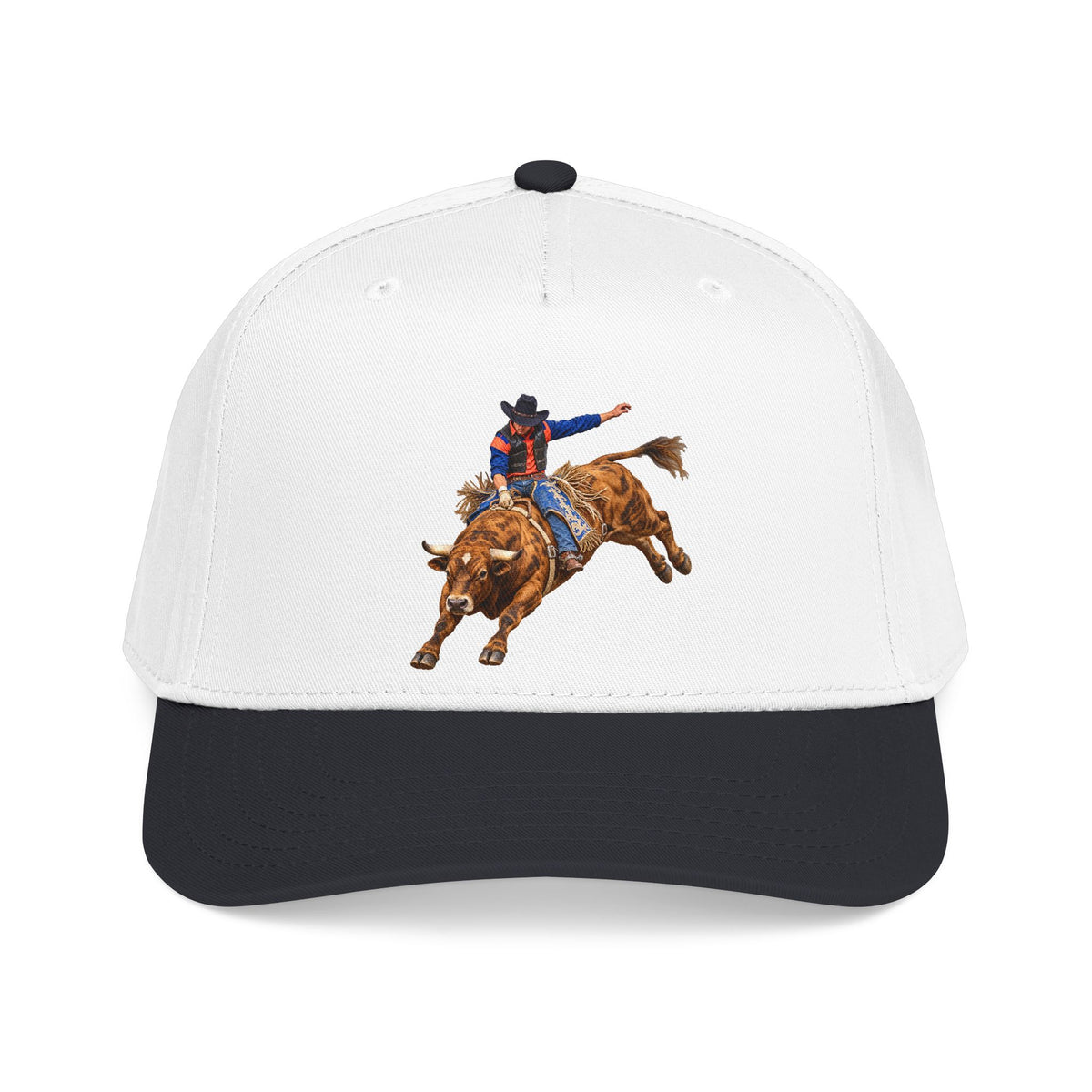 Mid Profile Baseball Cap — Cowboys - Bull Rider - Oblique - without Text - 3D Transparent