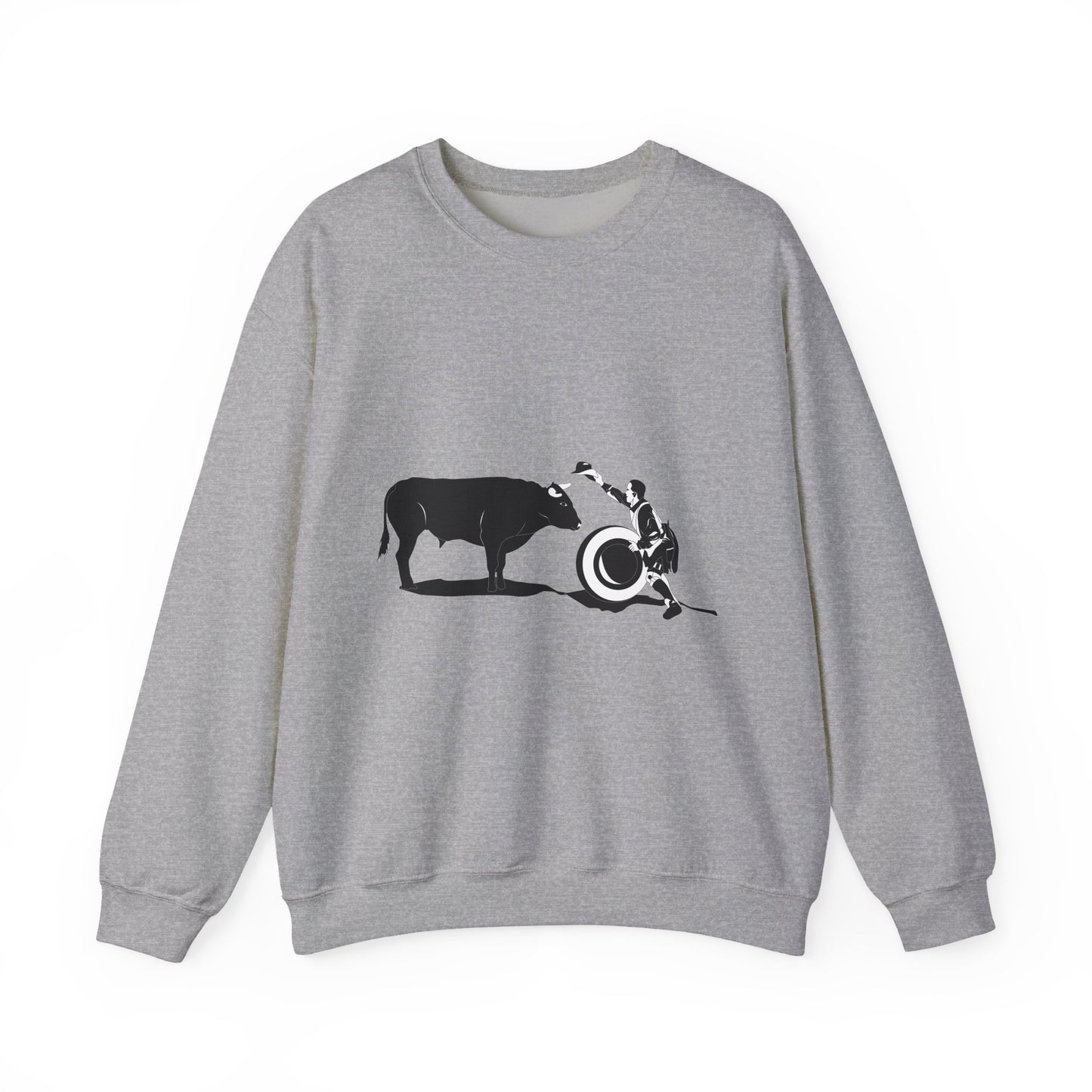 Crewneck Sweatshirt - Clown and Bull - BW