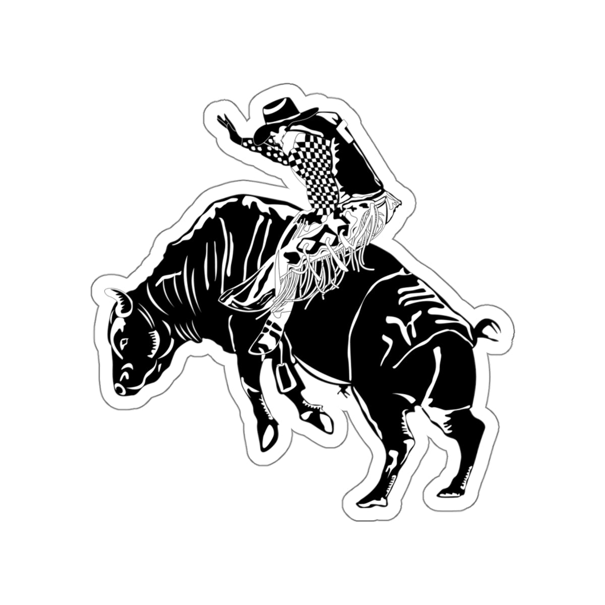 Die-cut stickers - Cowboy - Bull Rider - BW