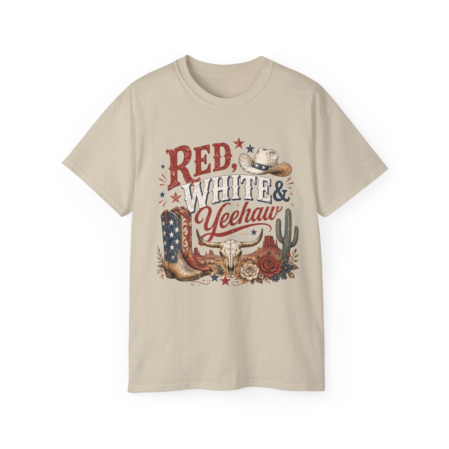 T-Shirt - Red, white & yeehaw in the desert