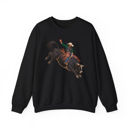 Crewneck Sweatshirt - Cowboys - Bull Rider - Latino - without Text - 3D Transparent