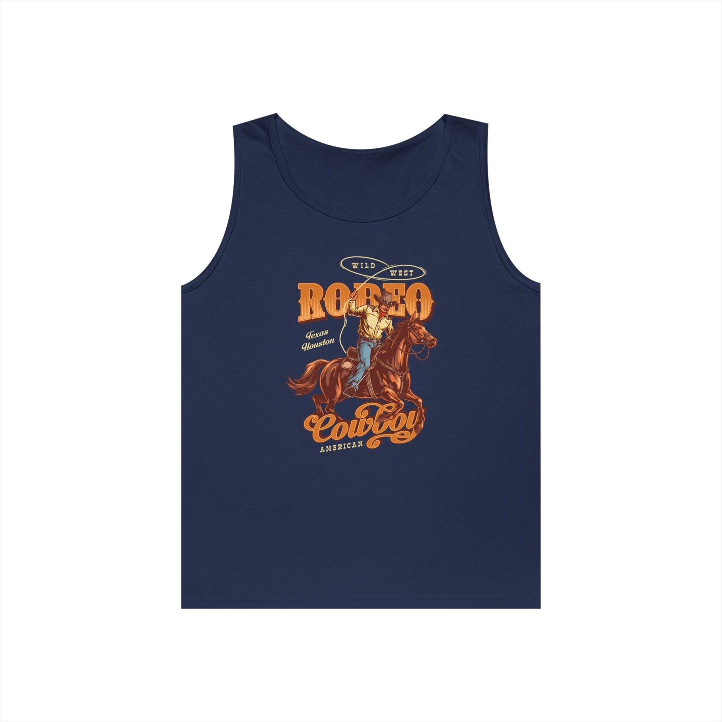 Unisex Heavy Cotton Tank Top - Wild West - Houston, Texas - American Rodeo Cowboy