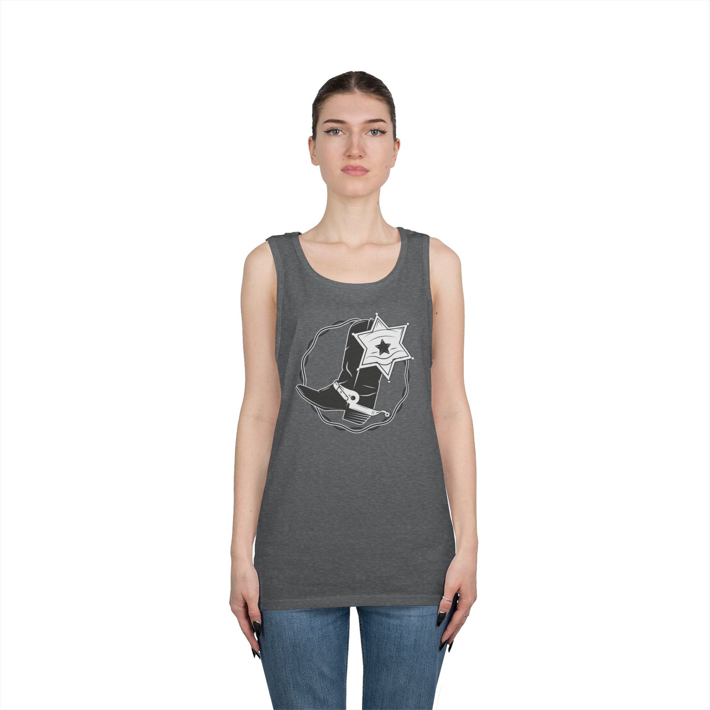 Unisex Heavy Cotton Tank Top - Boots w Star