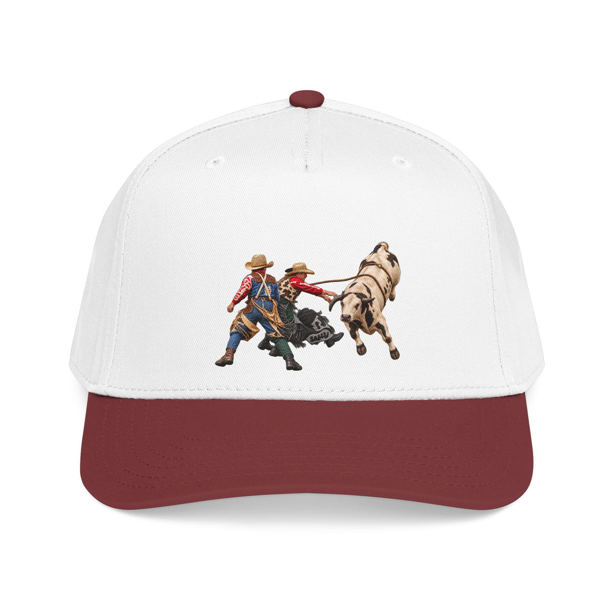 Mid Profile Baseball Cap — Cowboys - Clowns and Bull - without Text - 3D Transparent