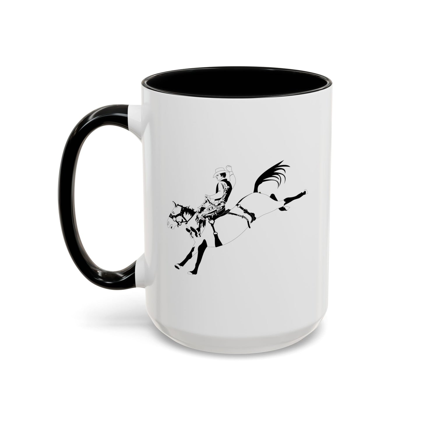 Accent Coffee Mug (11, 15oz) - Cowboy - Bronco Buster - BW