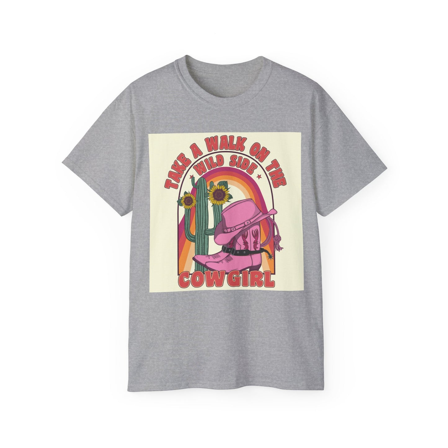 Unisex Ultra Cotton Tee - Cowgirl Sunset Boots & Cactus
