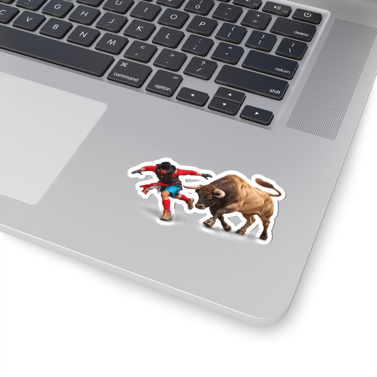 Kiss-Cut Stickers - Cowboys - Bull Chasing Clown - Ground Shadow - without Text - 3D Transparent