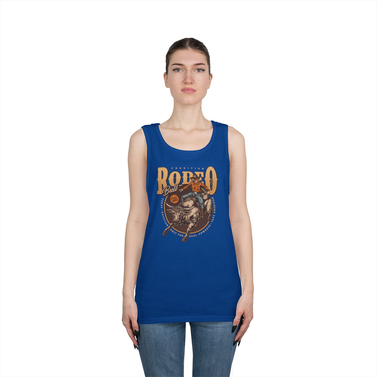 Unisex Heavy Cotton Tank Top - Tradition Rodeo Bull - Real Cowboys