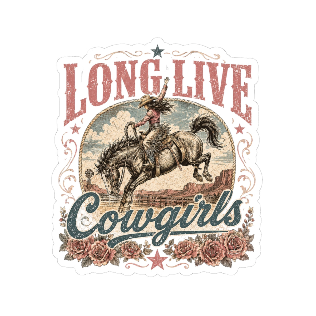 Kiss-Cut Sticker — Long live cowgirls rodeo spirit