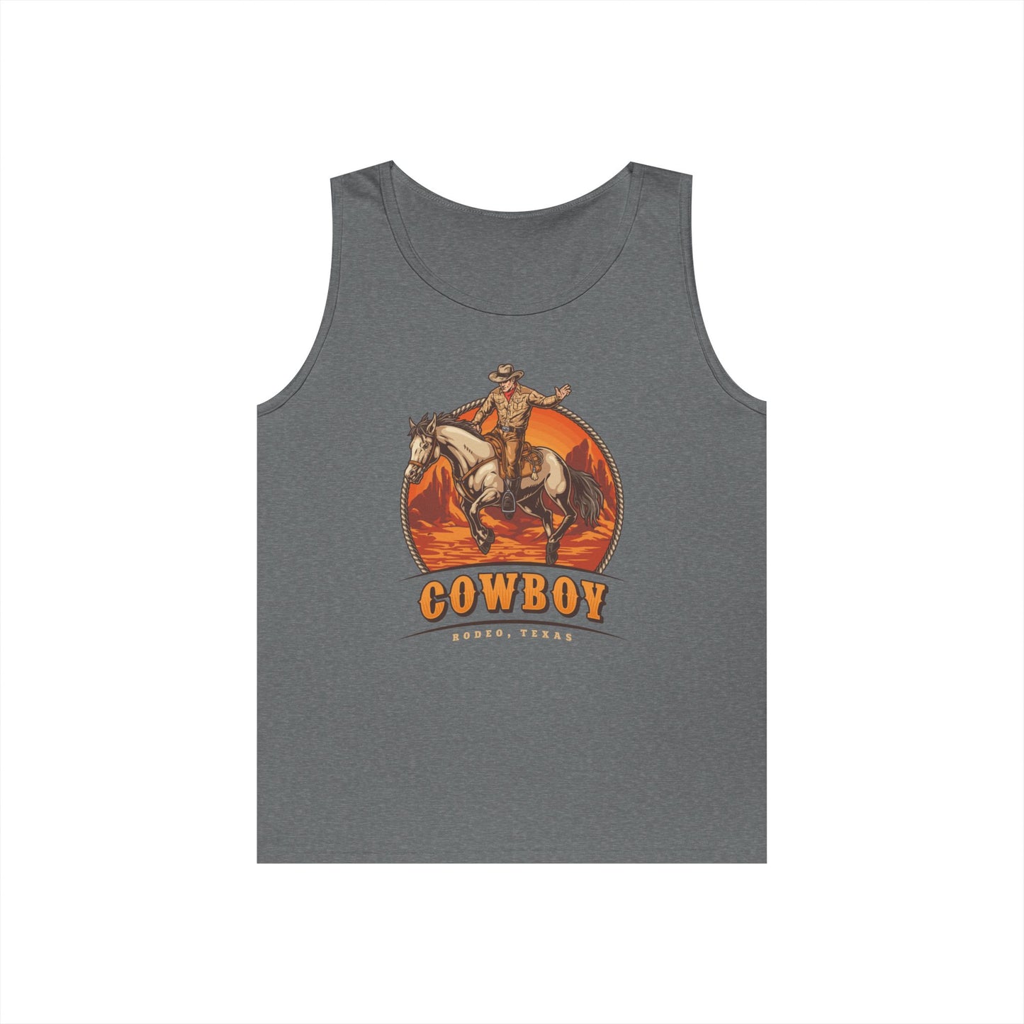 Unisex Heavy Cotton Tank Top - Rodeo Cowboy - Texas