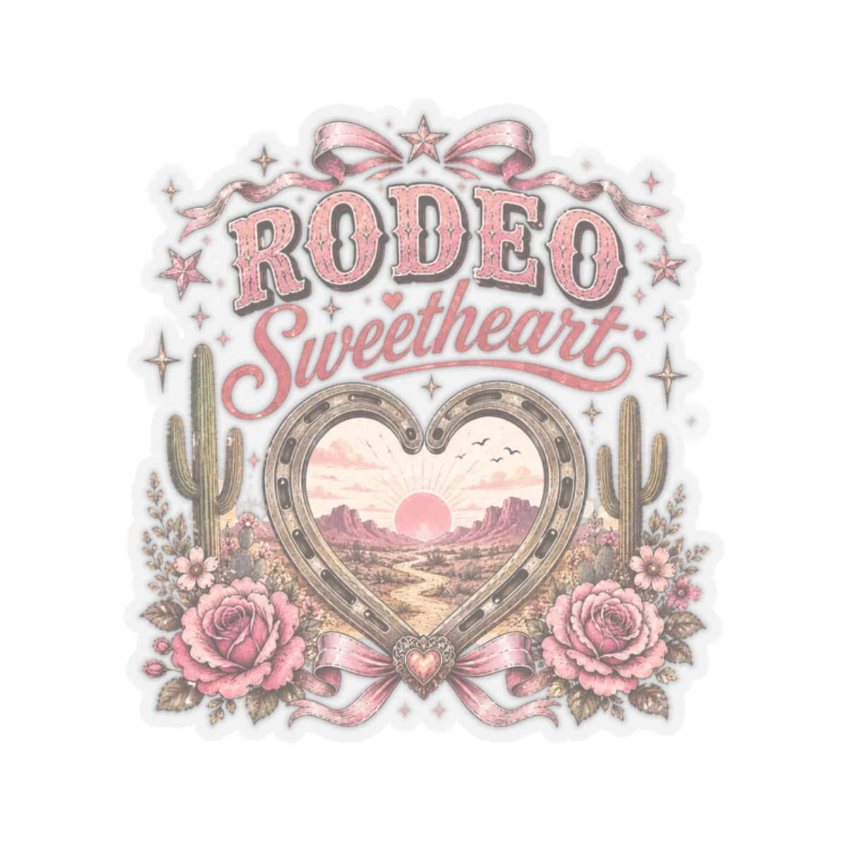 Kiss-Cut Sticker — Rodeo sweetheart with floral details