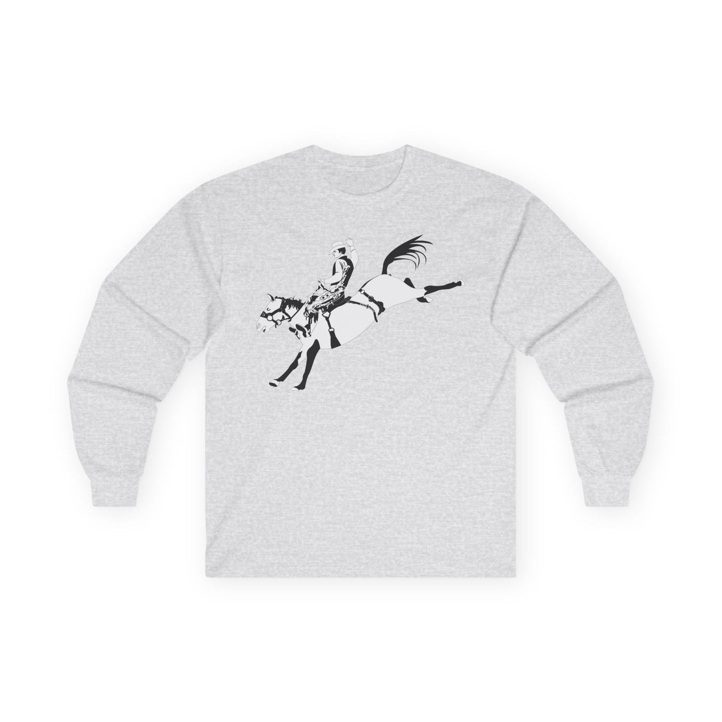 Unisex Ultra Cotton Long Sleeve Tee - Cowboy - Bronco Buster - BW