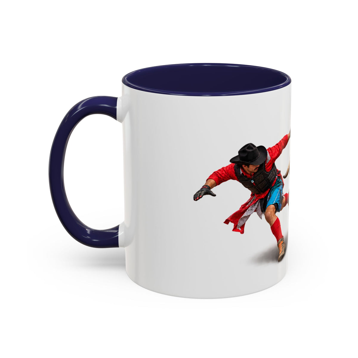 Accent Coffee Mug (11, 15oz) - Rodeo - Bull and Clown - 3D
