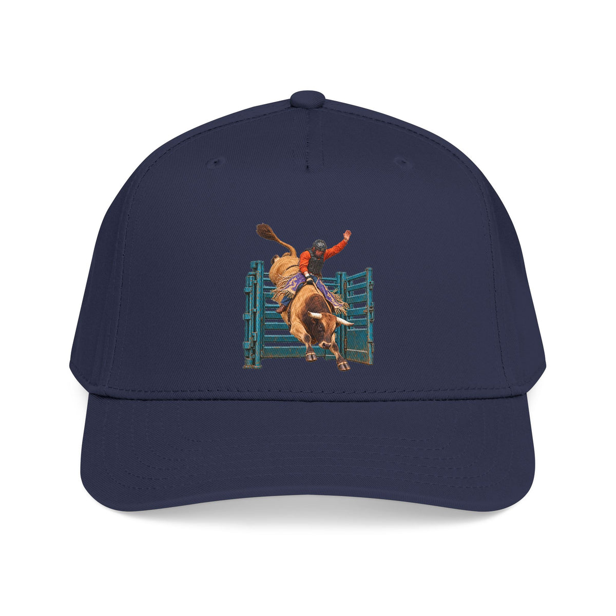 Mid Profile Baseball Cap — Cowboys - Bull Rider - Out of the Chute - without Text - 3D Transparent