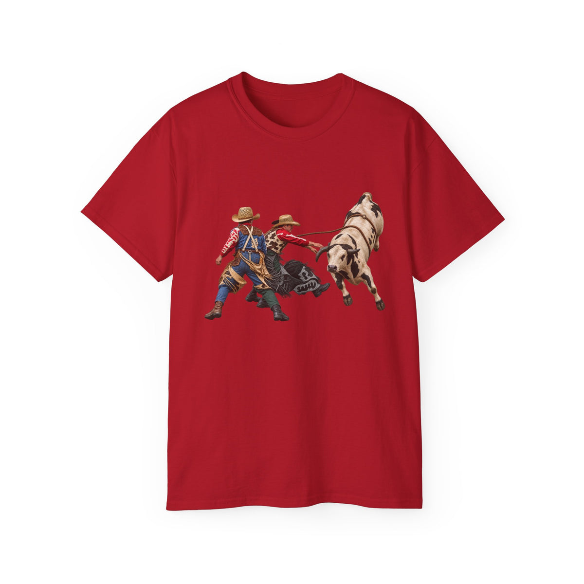 Unisex Ultra Cotton Tee - Cowboys - Clowns and Bull - without Text - 3D Transparent
