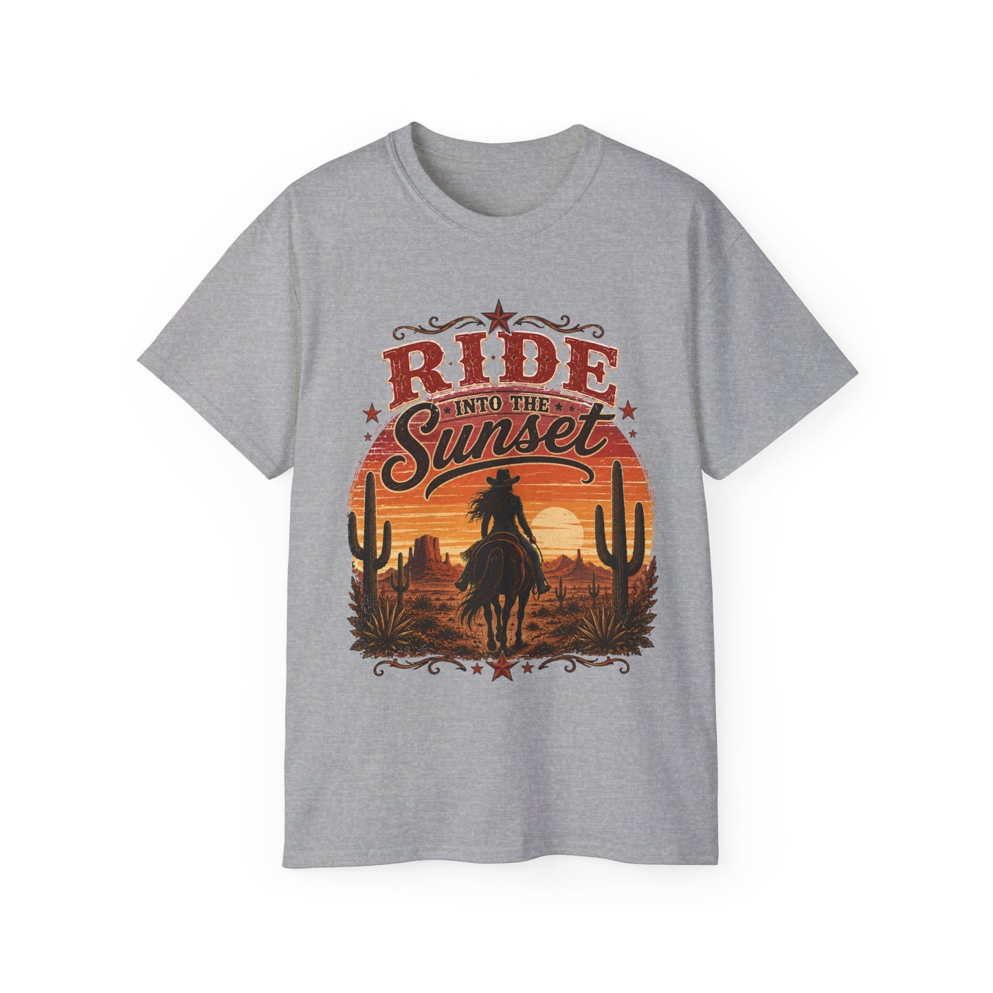 T-Shirt - Riding into the desert sunset