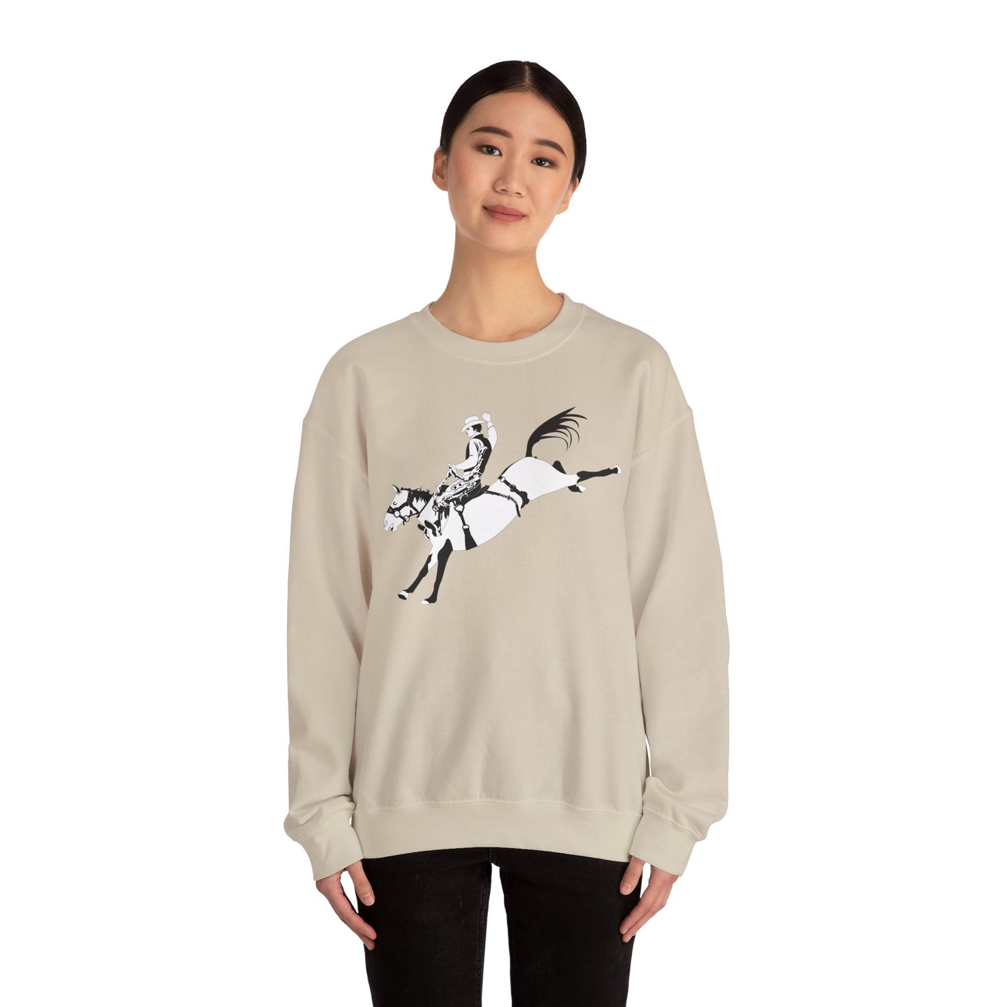 Crewneck Sweatshirt - Cowboy - Bronco Buster - BW
