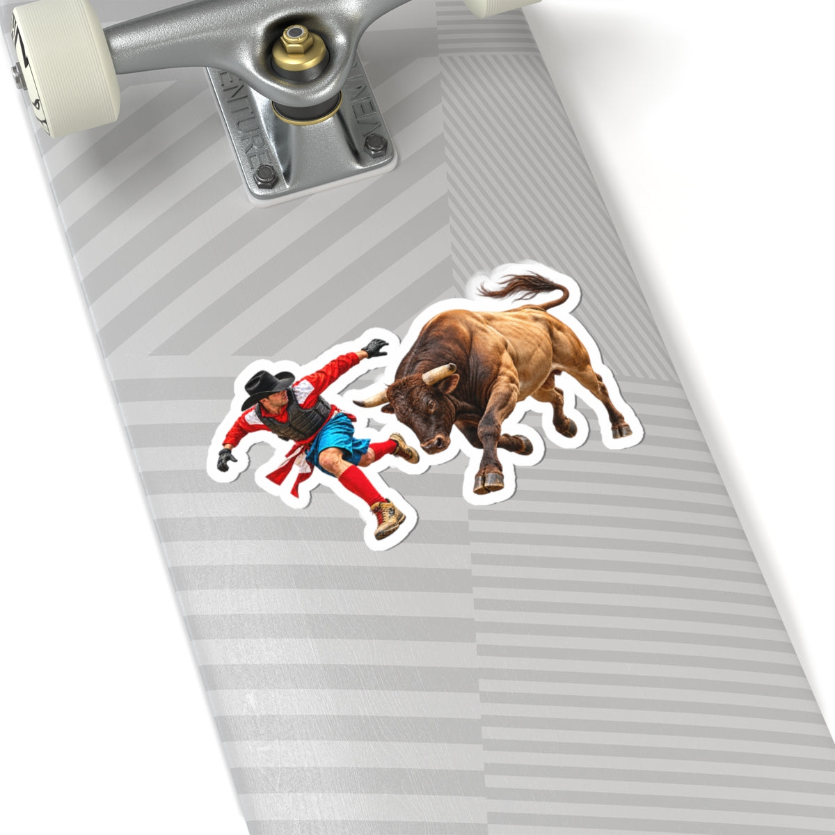 Kiss-Cut Stickers - Cowboys - Bull Chasing Clown - without Text - 3D Transparent