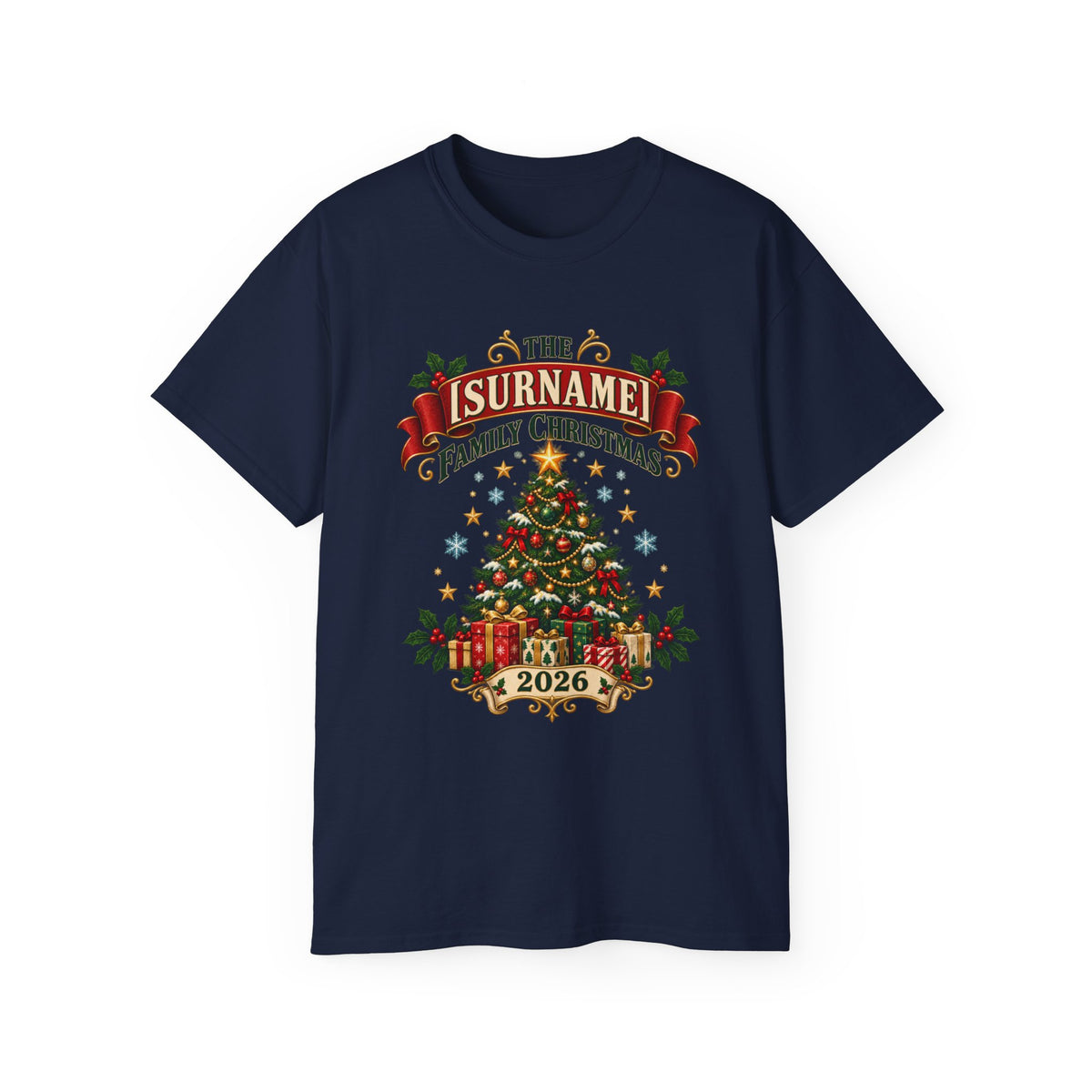 Unisex Ultra Cotton Tee - Vintage Family Christmas Tree - Free Customization