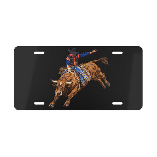 Vanity License Plate - Cowboys - Bull Rider - Oblique - without Text - 3D Transparent