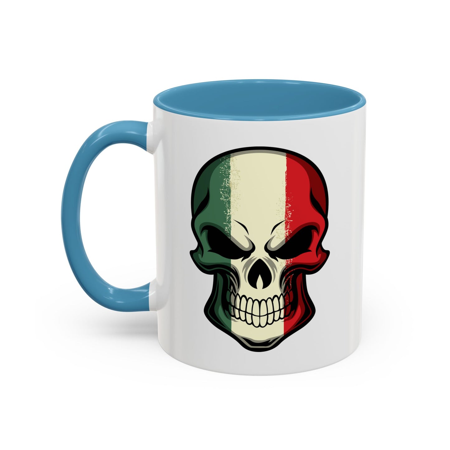 Accent Coffee Mug (11, 15oz) - Red White Green Skull