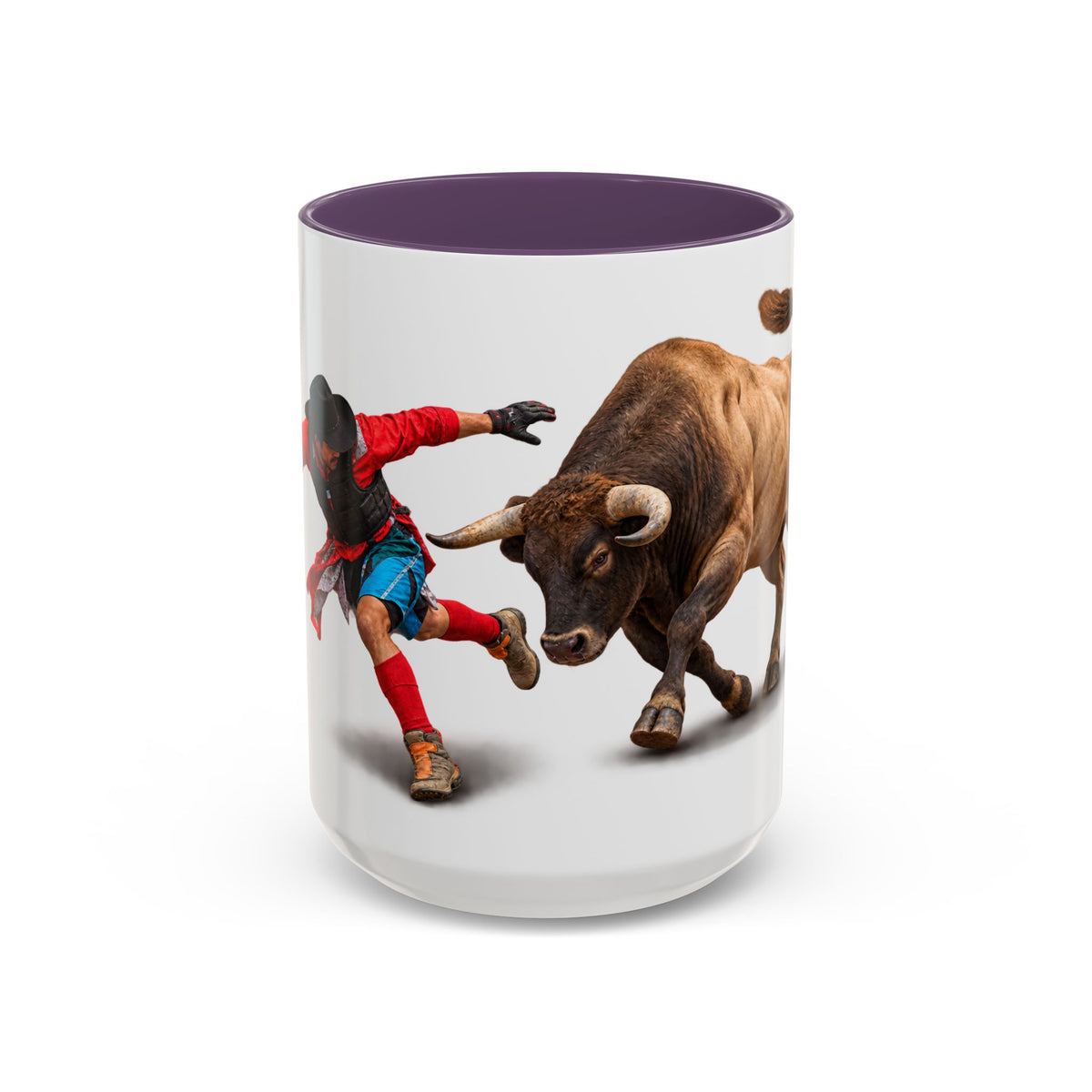 Accent Coffee Mug (11, 15oz) - Rodeo - Bull and Clown - 3D
