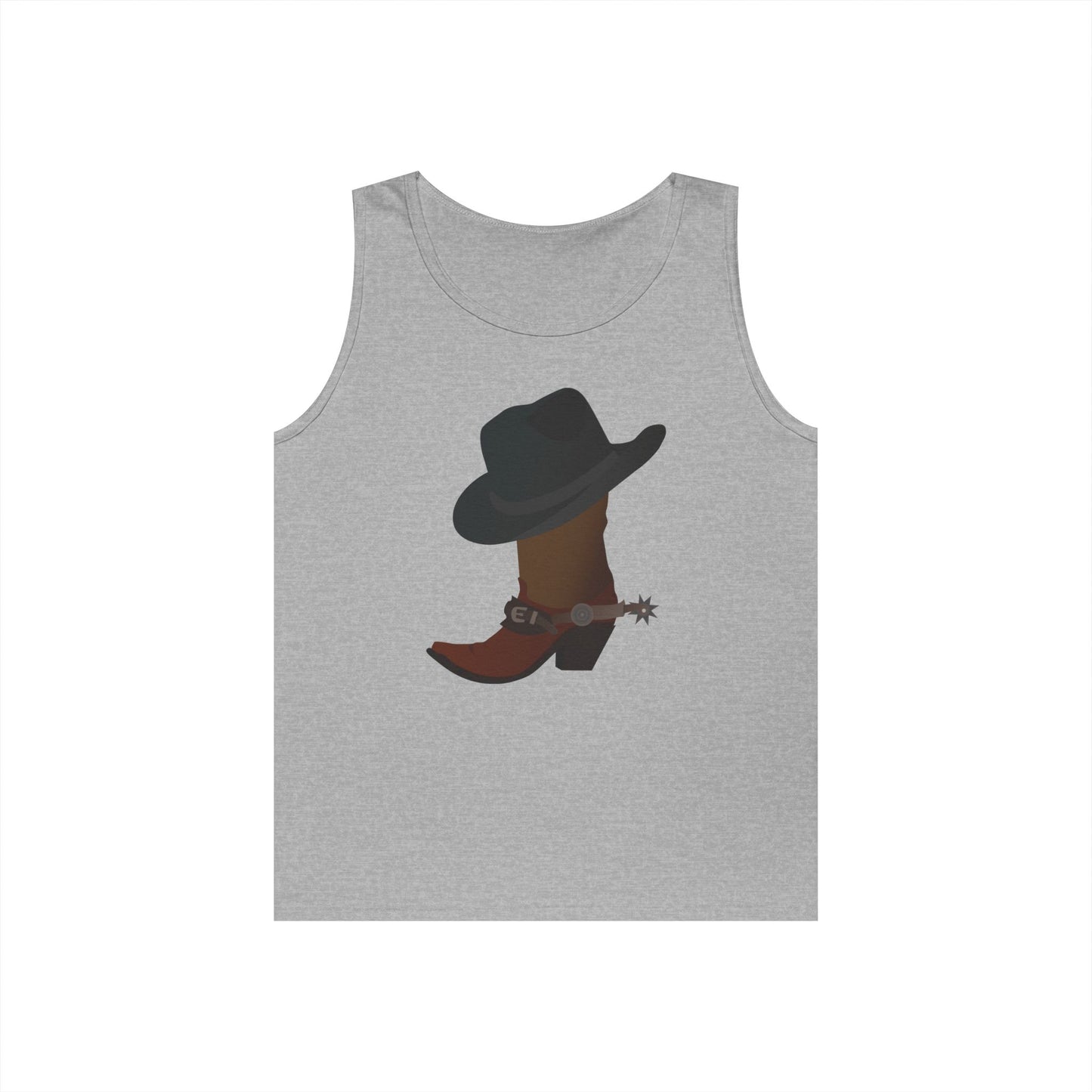 Unisex Heavy Cotton Tank Top - Rodeo - Boots and Hat and Spurs