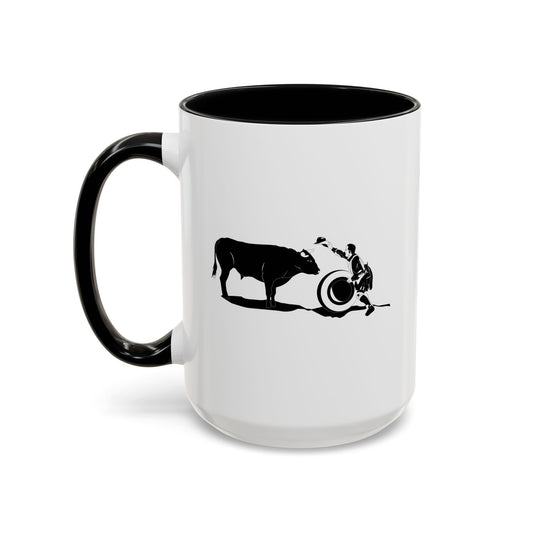 Accent Coffee Mug (11, 15oz) - Clown and Bull - BW