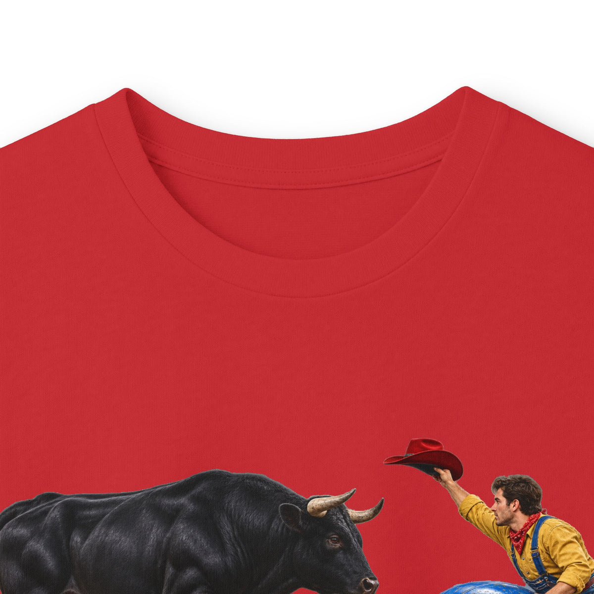 Unisex Ultra Cotton Long Sleeve Tee - Cowboys - Clown Teasing Bull, Barrel - 3D Transparent
