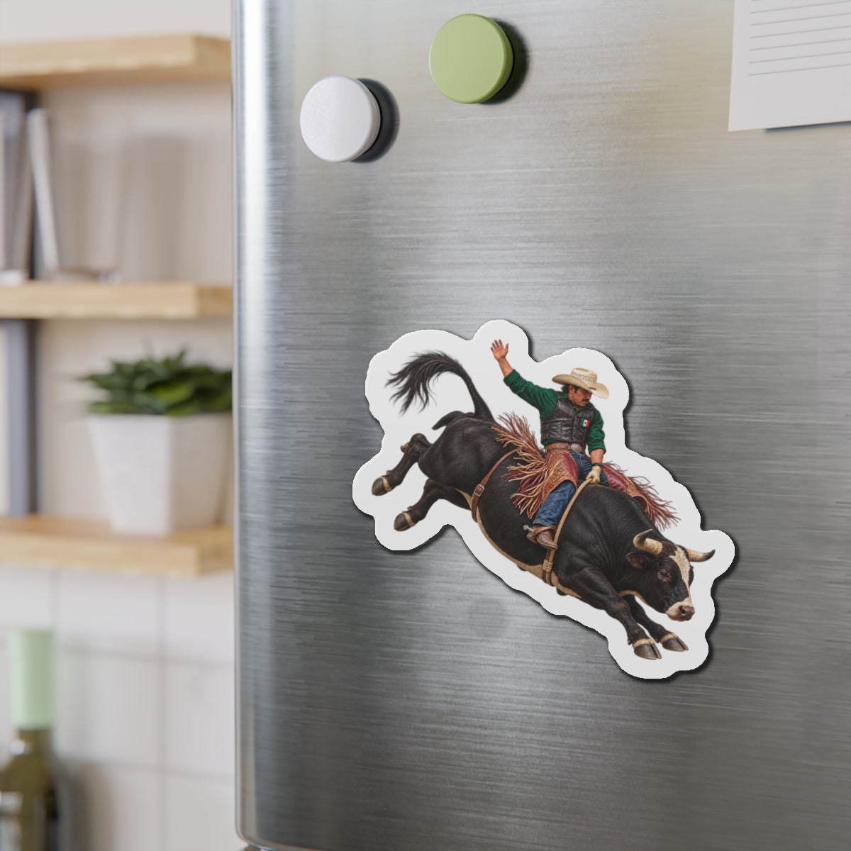 Die-Cut Magnets — Cowboys - Bull Rider - Latino - without Text - 3D Transparent