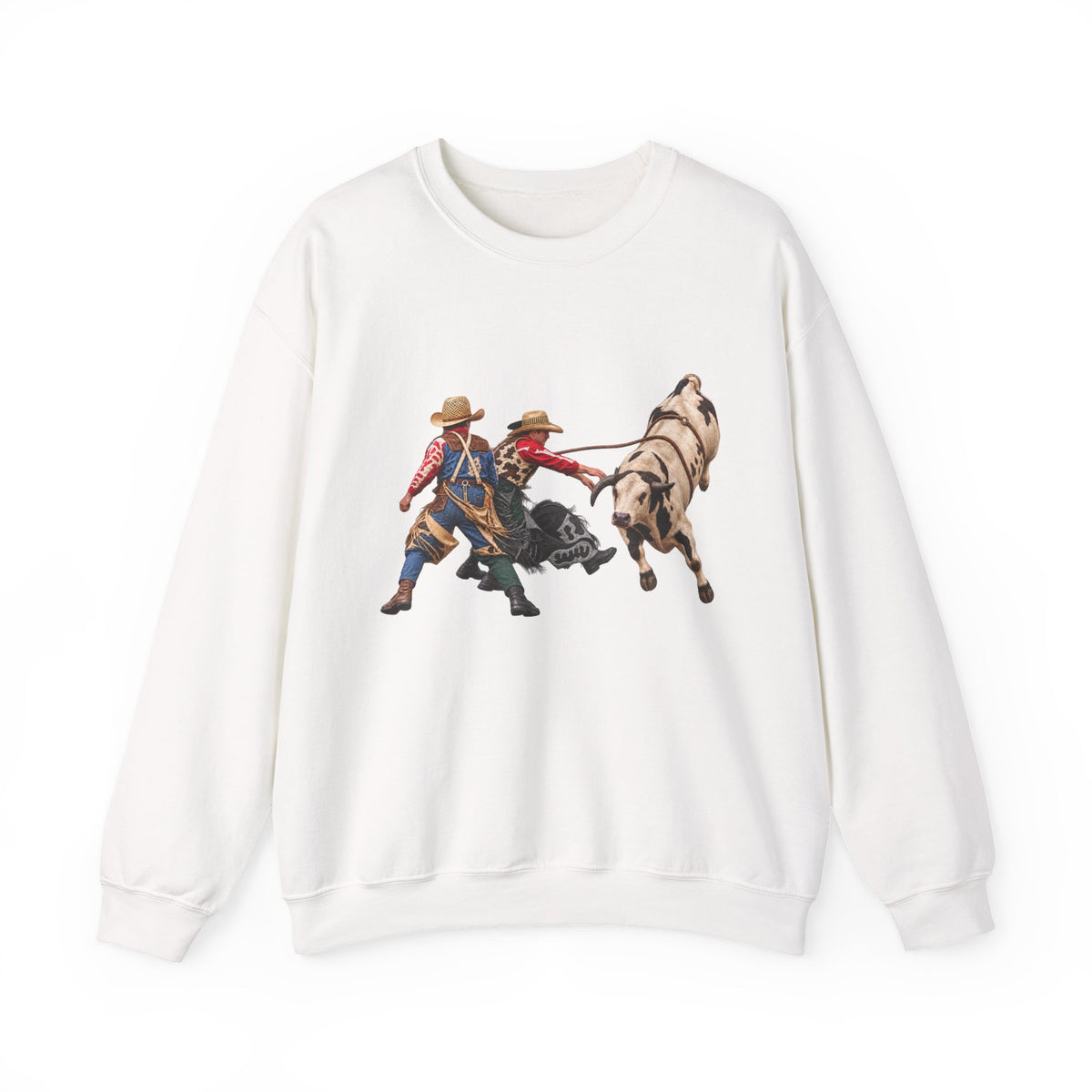 Crewneck Sweatshirt - Cowboys - Clowns and Bull - without Text - 3D Transparent