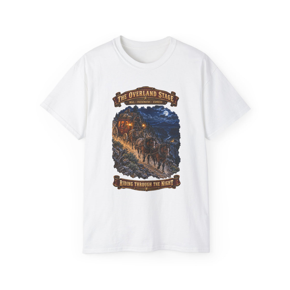 Unisex Ultra Cotton Tee - Night Ride Overland Stage - Dusty Trails - 3D - Enhanced