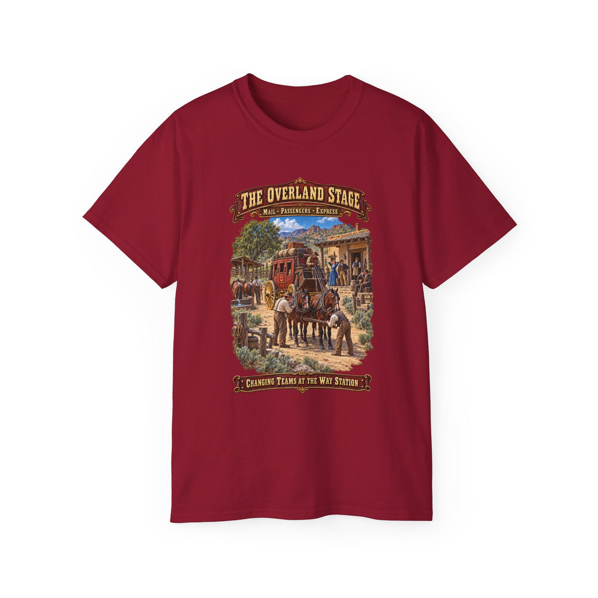 Unisex Ultra Cotton Tee - Overland Stage - Changing Teams at the Way Station - 3D - Enhanced